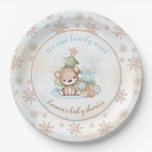 Kerstboom Baby Beer Jongen Baby shower Papieren Bordje (Voorkant)