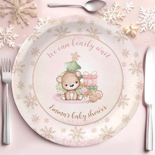 Kerstboom Baby Beer Meisje Baby shower Papieren Bordje