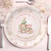 Kerstboom Baby Beer Meisje Baby shower Papieren Bordje