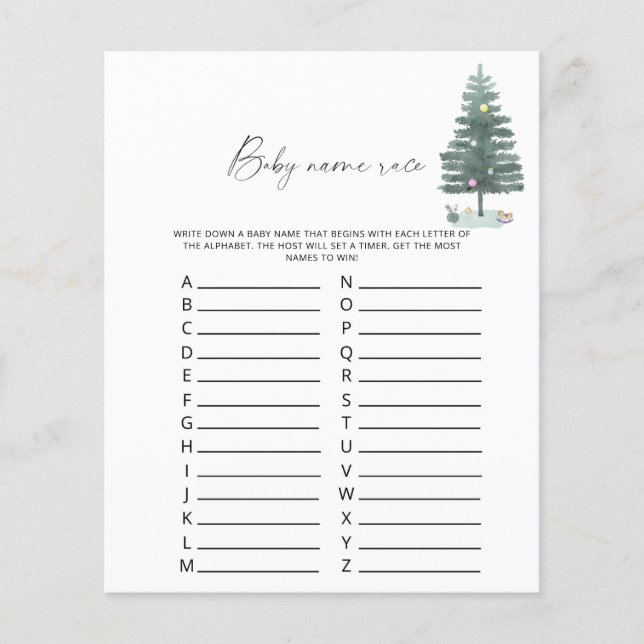 Kerstboom - Baby naam race spel (Voorkant)