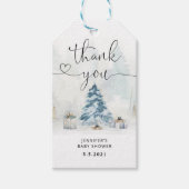 Kerstboom baby shower bedankje winter cadeaulabel (Voorkant)
