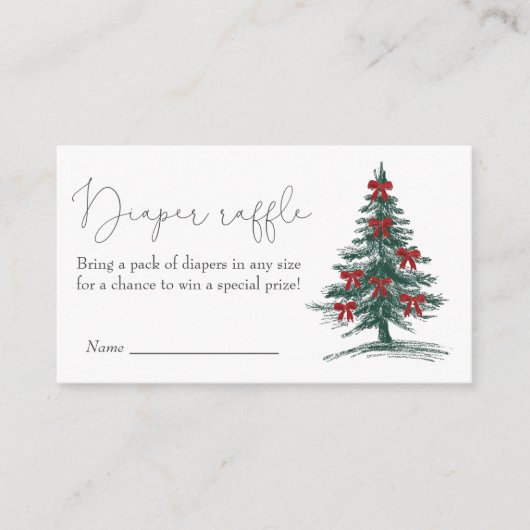 Kerstboom Baby shower Luier Raffle Informatiekaartje (Voorkant)