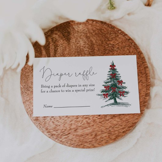 Kerstboom Baby shower Luier Raffle Informatiekaartje