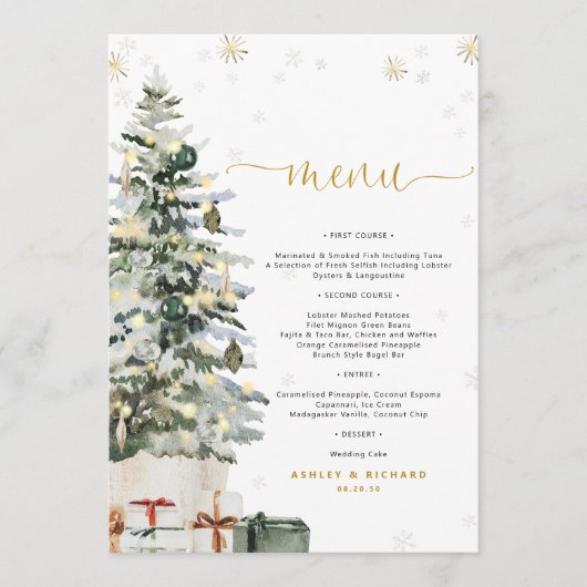 Kerstboom Baby Shower Menu (Voorkant)