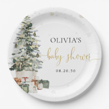 Kerstboom Baby Shower Papieren Borden