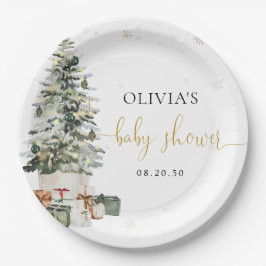 Kerstboom Baby Shower Papieren Borden Bordje