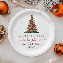 Kerstboom Baby Shower Papieren Bordje