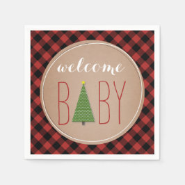 Kerstboom Baby shower - Plaid Servet