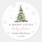 Kerstboom Baby Shower Ronde Sticker (Voorkant)