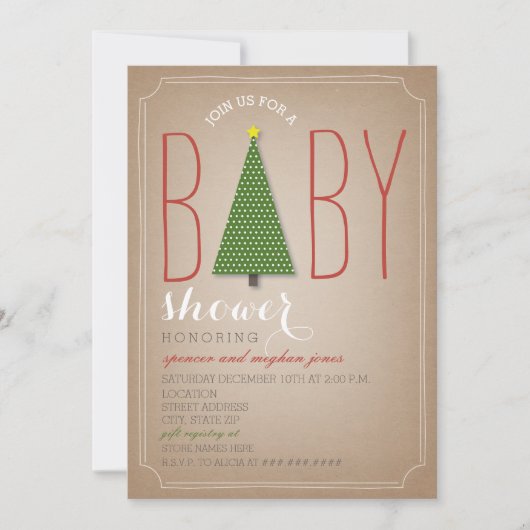 Kerstboom Baby shower Uitnodiging (Voorkant)
