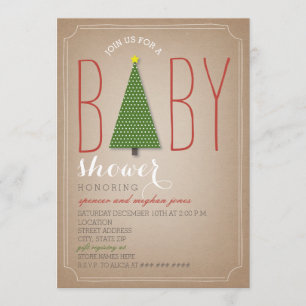 Kerstboom Baby shower Uitnodiging