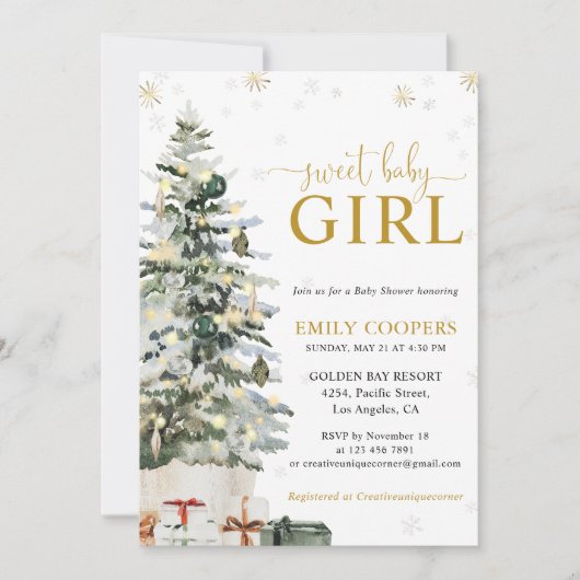 Kerstboom Baby Shower Uitnodiging (Voorkant)