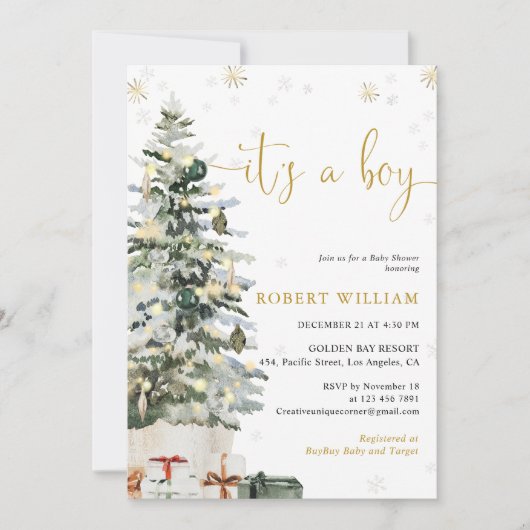 Kerstboom Baby Shower Uitnodiging (Voorkant)