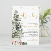 Kerstboom Baby Shower Uitnodiging (Staand voorkant)