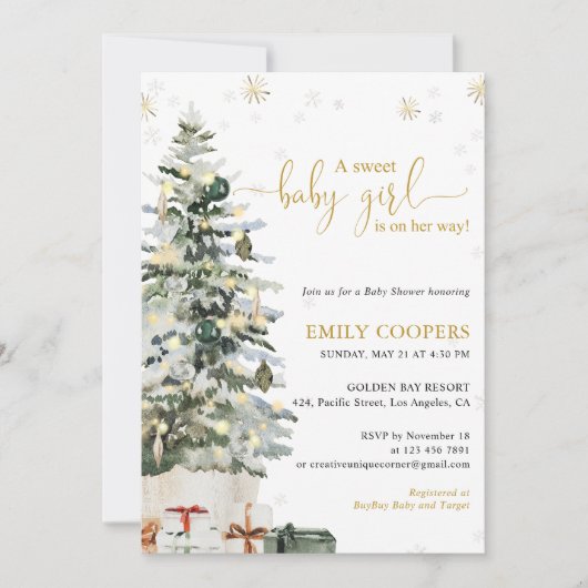 Kerstboom Baby Shower Uitnodiging (Voorkant)
