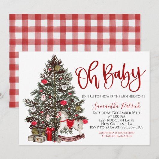 Kerstboom Baby shower Uitnodiging (Voorkant / Achterkant)