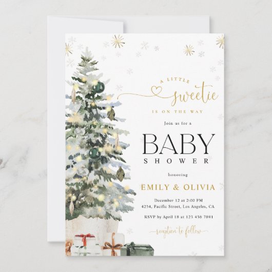 Kerstboom Baby Shower Uitnodiging (Voorkant)