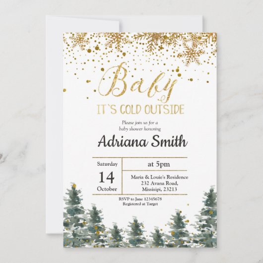 Kerstboom Baby shower uitnodiging Winter (Voorkant)