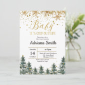 Kerstboom Baby shower uitnodiging Winter (Staand voorkant)