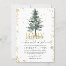 Kerstboom Baby shower Uitnodigingsgoud