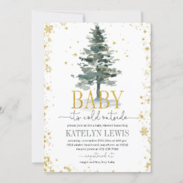 Kerstboom Baby shower Uitnodigingsgoud Kaart