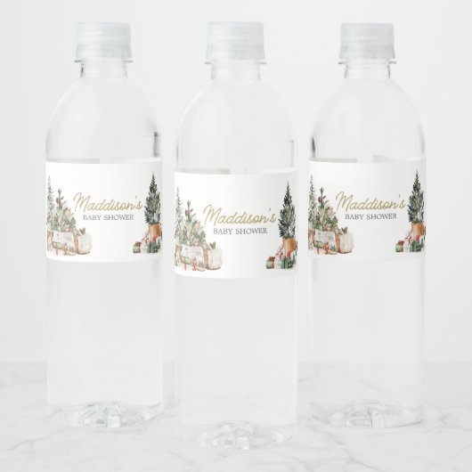 Kerstboom Baby shower Waterfles Etiket (Flessen)