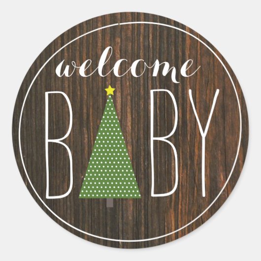 Kerstboom Baby showers Sticker - Hout (Voorkant)