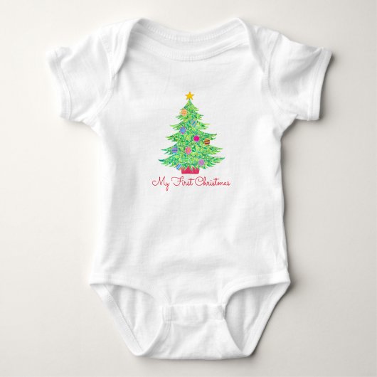 Kerstboom Baby uit één stuk Romper (Voorkant)