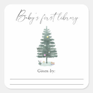 Kerstboom - Baby's eerste bibliotheek Vierkante Sticker