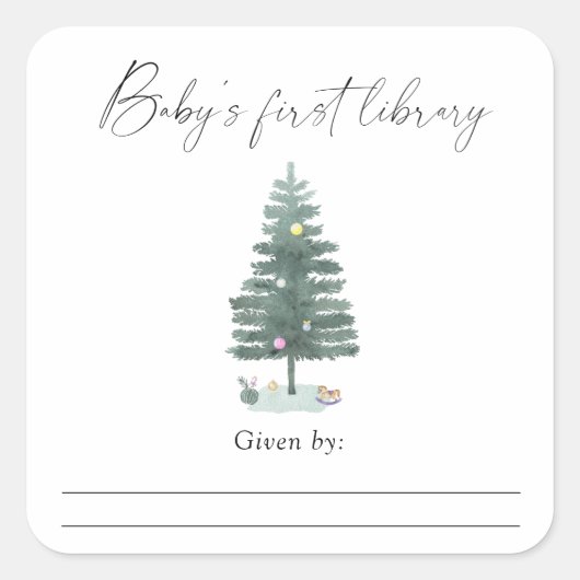 Kerstboom - Baby's eerste bibliotheek Vierkante Sticker (Voorkant)