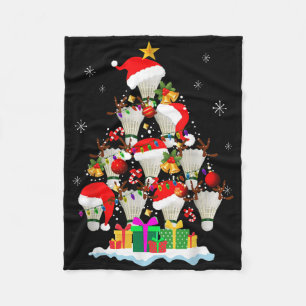 Kerstboom Badminton Ball Santa Hat Funny Xmas Fleece Deken