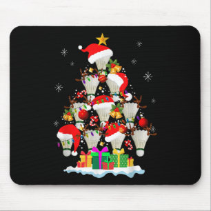 Kerstboom Badminton Ball Santa Hat Funny Xmas Muismat