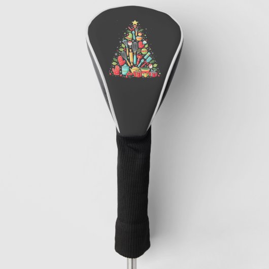 Kerstboom bakken Chef Cook Kerstmis Golfheadcover (Voorkant)