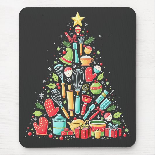 Kerstboom bakken Chef Cook Kerstmis Muismat (Voorkant)