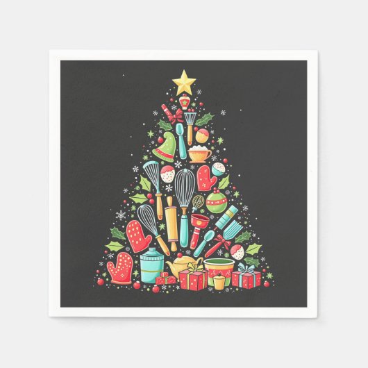 Kerstboom bakken Chef Cook Kerstmis Servet (Voorkant)
