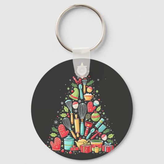 Kerstboom bakken Chef Cook Kerstmis Sleutelhanger (Voorkant)