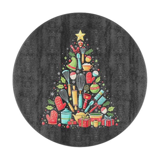 Kerstboom bakken Chef Cook Kerstmis Snijplank (Voorkant)