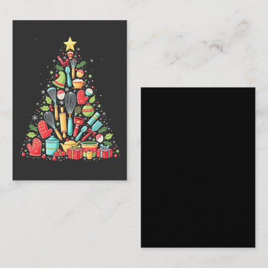 Kerstboom Bakken Chef Kok Kerstmis  Notitiekaartje (Voorkant / Achterkant)