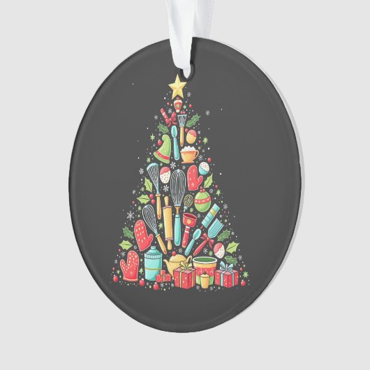Kerstboom Bakken Chef Kok Kerstmis Ornament (voorkant)