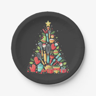 Kerstboom Bakken Chef Kok Kerstmis Papieren Bordje