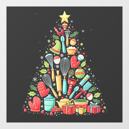 Kerstboom Bakken Chef Kok Kerstmis  Raamsticker (Vel)