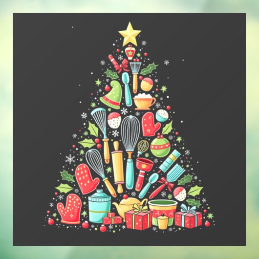 Kerstboom Bakken Chef Kok Kerstmis Raamsticker (Vel 3)