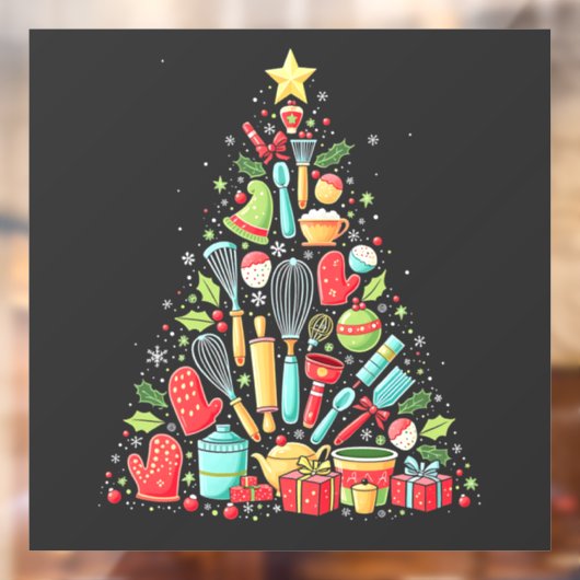 Kerstboom Bakken Chef Kok Kerstmis  Raamsticker (Vel 2)