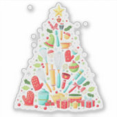 Kerstboom Bakken Chef Kok Kerstmis Sticker (Voorkant)