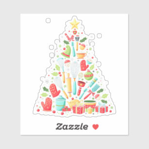 Kerstboom Bakken Chef Kok Kerstmis Sticker