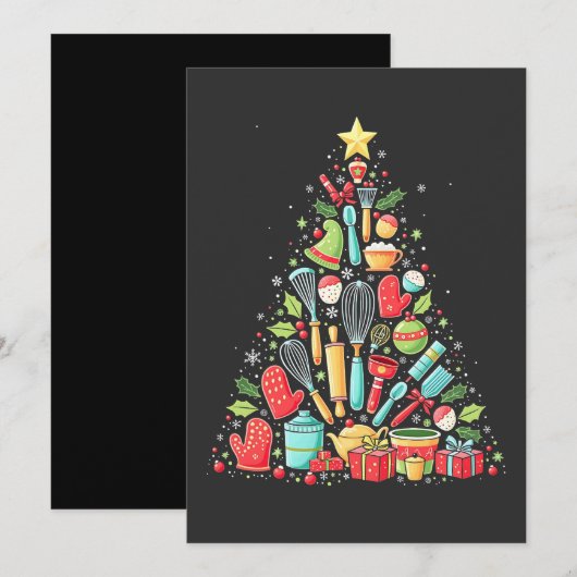 Kerstboom Bakken Chef Koken Kerstmis  Kaart (Voorkant / Achterkant)