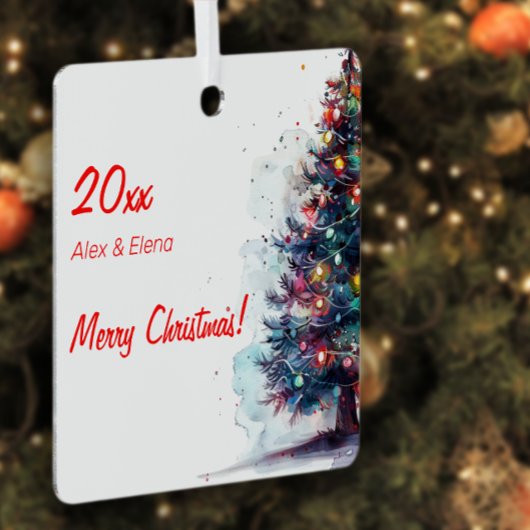 Kerstboom bal sneeuw Metalen Vierkant Ornament