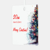 Kerstboom bal sneeuw Metalen Vierkant Ornament (Voorkant links)