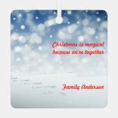 Kerstboom bal sneeuw Metalen Vierkant Ornament (Achterkant)