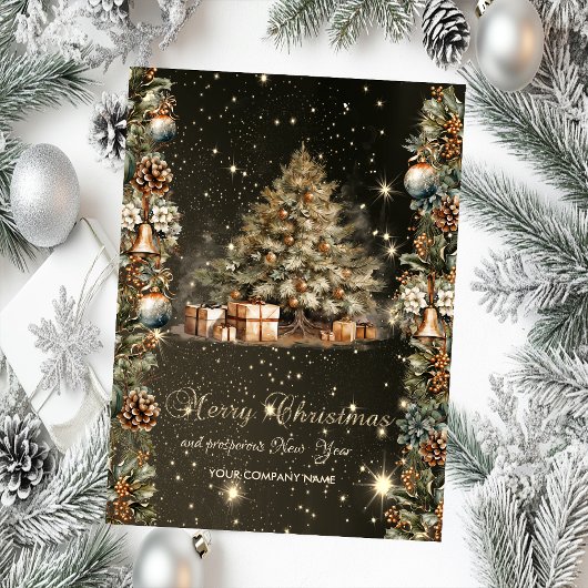 Kerstboom, Ballen, Bellen, Pinecones Corporate Feestdagen Kaart